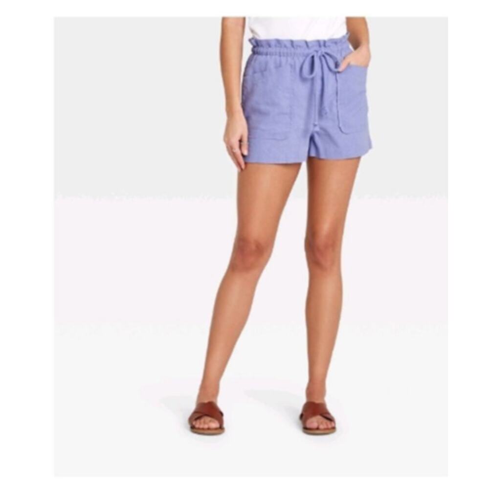 Universal Thread Shorts Utility Drawstring Linen Blend Lavender Purple Medium